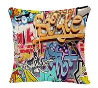 YGGQF Throw Pillows Covers Colorful Graffitti Graffity Wall Street Grafitti Urban Rap Graphitti Throw Pillow Cases Square Decorative Throw Pillow Cushion Cover 18 x 18 inch Pillowcase