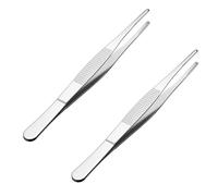 YGHSZ 2 Pcs 6.3-Inch 430 Stainless Steel Straight Blunt Tweezers with Serrated Tip Daily Garden Tool