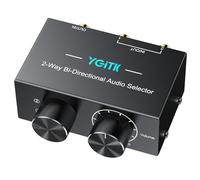 YGiTK 2-Way Stereo Audio Switcher 2-in-1-Out/ 1-in-2-Out Bi-Directional 3.5mm Aux & RCA L/R Audio Switch Selector Box with OFF Button for Speaker Headphones Amplifiers CD Player Turntable Computer