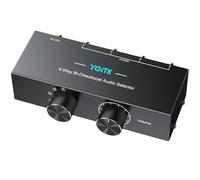 YGiTK 4-Way Stereo Audio Switcher 4-in-1-Out/ 1-in-4-Out Bi-Directional 3.5mm Aux & RCA L/R Audio Switch Selector Box with OFF Button for Speaker Headphones Amplifiers CD Player Turntable Computer