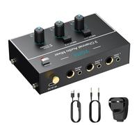 YGiTK Mini Audio Mixer, 2 Channel Stereo Line Mixer 1/4" & 1/8" TSR Audio Output Input Jack, Line Mixer Stereo/Mono Independent Control and Switch for Guitars, Bass, Keyboards, Dynamic Microphone