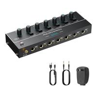 YGiTK Mini Audio Mixer, 6 Channel Stereo Line Mixer 1/4" & 1/8" TSR Audio Output Input Jack, Line Mixer Stereo/Mono Independent Control and Switch for Guitars,Bass,Keyboards, Dynamic Microphone