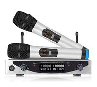YGiTK Professional UHF Wireless Microphone 2 Channel Dual Antenna for Karaoke/Party/Conference/DJ, Distance 80 m, Metallic Design