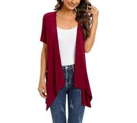 YGJIEGENG Summer Women's Cardigans, Short Sleeve Cardigan for Women UK | Lightweight, Open Front, with Pockets, Waterfall Cardigan, Casual Soft, Breathable, Plus Size, Going Out, Work, Daily Wear