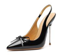 YGJKLIS Women's 13cm back Ankle Strap High Heel bow Stiletto Pumps Sandals | hollowed-out,Closed Pointed Toe,solid color Shoes,Party Club Wedding Prom
