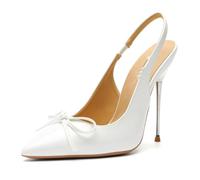 YGJKLIS Women's 13cm back Ankle Strap High Heel bow Stiletto Pumps Sandals | hollowed-out,Closed Pointed Toe,solid color Shoes,Party Club Wedding Prom