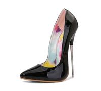 YGJKLIS Womens Solid Color 16cm Stiletto Pumps Pointed Toe Internal Printing High Heel for Prom Dressing Party (Black,9.5)