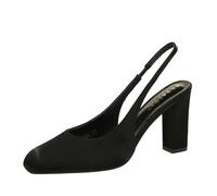 YGJKLIS Womens Square Toe back Ankle Strap Sandals High HeeIs black 9CM Satin Chunky Block Wedding Party Dress Heeded Shoes (black,3.5)