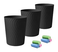 YGJT Plastic Small Trash Can, 3 Pack 1.8 Gallons Garbage Can(Black)