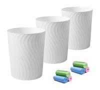 YGJT Plastic Small Trash Can, 3 Pack 1.8 Gallons Garbage Can(White)