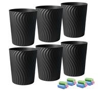 YGJT Small Trash Can, 6 Pack 1.8 Gallons Bathroom Trash Can, Slim Waste Basket, Round Garbage Can, Plastic Trash Bin for Kitchen, Dorm, Bedroom, Office, Living Room, Study, Compact Spaces(Black)