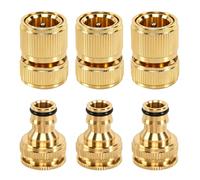 YGKYMVW Brass Hose Connector, 6 Pieces Brass Hose Fitting Set 2-in-1 Tap Adapter for 1/2 Inch and 3/4 Inch Hoses, Female Thread Tap Connector Adapter for Repair and Connection