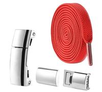 YGLEEULI 1Pair Shoelaces Magnetic Lock Flat Elastic Laces Sneakers Boots No Tie Shoelace Rubber Bands for Shoes Accessories Replacement Shoestrings(Red)