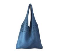 YGLEEULI Knitted Handbags Female Large Capacity Totes Women's Pack Summer Beach Bag Big Purses Casual Hollow Woven Shoulder Bags for Travel(Dark Blue)