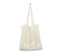 YGLEEULI Women Hollow Knitted Shoulder Bag Simple Crochet Tote Knitted Beach Bag Shopper Handbags for Travel(Beige)