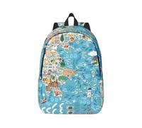 YGLHBDPBF Greece Map Print Backpack for Travel Classic Casual Canvas Daypack lightweight Laptop Satchel