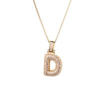 YGLINE Bubble Letter Necklace for Women,Rhinestone Bubble Initial Necklace for Her, One Size, Gold, No Gemstone