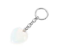 YGLINE Natural Heart Love Crystal Stone Keychain Chakra Reki Healing Crystal Gemstone Bead Keyring, Opal, Free