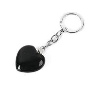 YGLINE Natural Heart Love Crystal Stone Keychain Chakra Reki Healing Crystal Gemstone Bead Keyring, Obsidian, Free