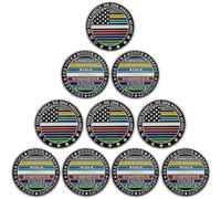 YGLLSSY 10 Pack Thin Multi Line Challenge Coin, Police Challenge Coins No One Fights Alone Challenge Coin Respect to EMS Firefighter Nurse Police Military Hero