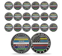 YGLLSSY 20 Pack Thin Multi Line Challenge Coin, Police Challenge Coins No One Fights Alone Challenge Coin Respect to EMS Firefighter Nurse Police Military Hero
