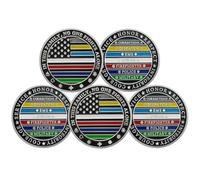 YGLLSSY 5 Pack Thin Multi Line Challenge Coin, Police Challenge Coins No One Fights Alone Challenge Coin Respect to EMS Firefighter Nurse Police Military Hero