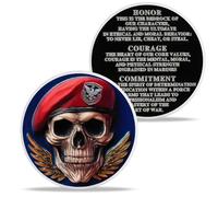 YGLLSSY Challenge Coin for Veterans - Skull Coin with Honor Courage Commitment - Military Morale Token for Law Enforcement, Motivational Gift for Men, Army and Police Appreciation Coin