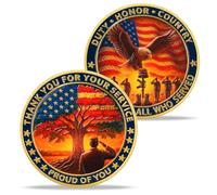 YGLLSSY Veterans Challenge Coin - Thank You for Your Service & in Honor of All Who Served Military Coin - Veteran Gifts for Memorial Day, Veterans Day, Army, Navy, Air Force