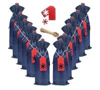YGLONG Bottle Bag 12pcs Single Wine Bottle Packaging Bags Champagne Drinks Burlap Storage Festival Birthday Party Gift Whisky Drawstring Pocket(Set D)