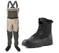 YGLONG Fishing Waders Fly Fishing Waders With Wading Shoes Rubber Sole Fish Pants Aqua Sneakers Clothing Set Hunting No-slip(Other Group Tell Us)