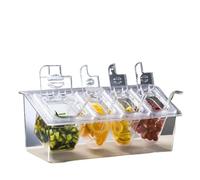 YGLONG Jam Jars Square plastic transparent box basin tray with lid jam seasoning box milk tea shop tray Storage pan with rack tray(Blue)