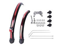 YGLONG Mudguards For Bikes 20 Inch Folding Bike Mudguard Fender 2PCS Front Rear Cycling Bike Mud Guard MTB Bicycle Wings With Rear Light Bike Accessories (Color : D brake black red)