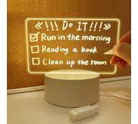 YGM Acrylic Night Light Message Writing Board Notepad with Marker Pen Home Bedroom Creative Memo Writing Plate Table Lamp for Kids (B)