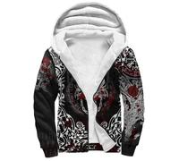 YGMIEYJ Unisex Adult Viking/Norse Mythology Fleece Lined Hoodie, Black, 3XL