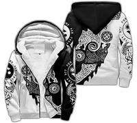 YGMIEYJ Viking Fleece Hooded Sweatshirt Nordic Myth Graphic Hoodies Athletic Hoodies For Men Vintage Hoodies Zip Up Hoodies(White,XL)