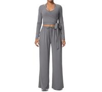 YGMNQAL Drawstring long-sleeved tank top+vest three-piece set