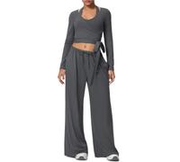 YGMNQAL Drawstring long-sleeved tank top+vest three-piece set