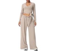 YGMNQAL Drawstring long-sleeved tank top+vest three-piece set