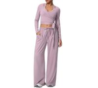 YGMNQAL Drawstring long-sleeved tank top+vest three-piece set