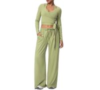 YGMNQAL Drawstring long-sleeved tank top+vest three-piece set