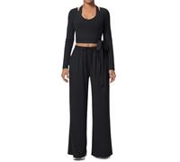 YGMNQAL Drawstring long-sleeved tank top+vest three-piece set