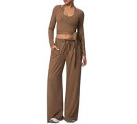 YGMNQAL Drawstring long-sleeved tank top+vest three-piece set