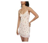 YGMNQAL Floral Dresses Summer Clothes for Women Ruffle Hem Elegant Vintage Floral Print Dress Frill Edge V Neck Sleeveless Tie Strap Sexy Mini Dress(Color 01,L)