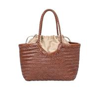 YGMNQAL Hand-woven Leather Woven Casual Vegetable Basket Bag With Inside Vintage Shopping Tote(Brown)