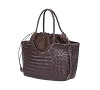 YGMNQAL Hand-woven Leather Woven Casual Vegetable Basket Bag With Inside Vintage Shopping Tote(Coffee)