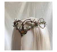 YGMNQAL Handmade Tiara Elven Headpiece Fairy Crown Elvish with Branches(EFL02 Gold gem)
