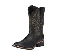 YGMNQAL Men High Boots Embroidery Retro Handmade Mens Cowboy Boot Pointed Toe Hand Stitching Outdoor Men's Shoes(Black,46)