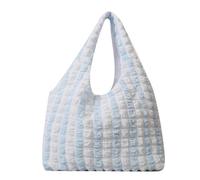 YGMNQAL Plush Tote Bag Handbag Pleated Cloud Bag Female Candy Color Large Capacity Shoulder Handbags Shopping Girls Pouch Tote Bolsas(Blue)
