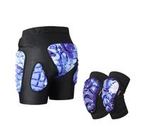 YGMNQAL S-L Child Outdoor Sports Ski Skate Snowboard Protection Skiing Protector Skating Protective Hip Padded Shorts(Shorts and Kneepads,M)