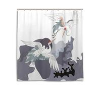 YGMNQAL Shower Curtain Traditional Pine Trees And Crane Flying Landscape Art Waterproof Bathroom Curtains, Hooks(Color-08,W220xH180cm)